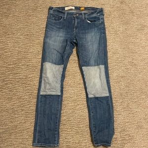 Cute straight cut patch jeans